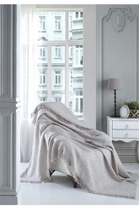 Lux Touch Sofya Bej Keten Koltuk Örtüsü 170 X 210 Cm Koltuk Şalı Kanepe Berjer Koltuk Örtüsü Pamuklu Throw
