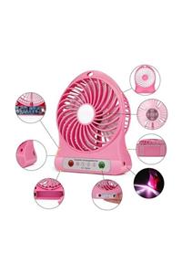 Adres Toptan Masa Üstü Şarjlı Mini Vantilatör 3 Kademeli Usb Mini Fan Pembe