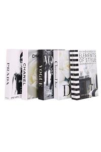 notiyatro Chanel Vogue Prada Dior Ve Elements Dekoratif 5'li Kitap Kutusu Set