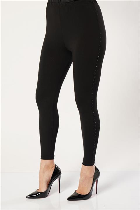 Nelly Büyük Beden Siyah Taşlı Tayt