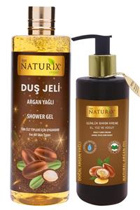 Ilgaz Naturix Organix 2'li Yaz Seti Argan Yağlı Duş Jeli 400 Ml Canlandırıcı Jel + 250 Ml Argan Oil El Yüz Vücut Kremi