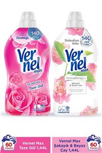 Vernel Max Konsantre Çamaşır Yumuşatıcısı, Taze Gül + BeyazÇay & Şakayık 1440 ml 2'li Set