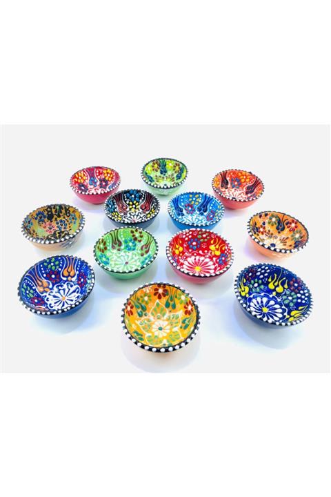 Oyes Reçellik, Sosluk, Çerezlik Çini Kase Seti 12'li 8cm