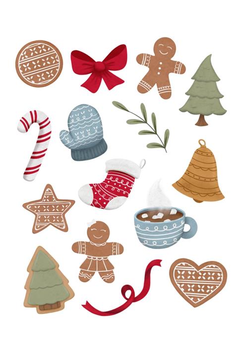 Alaçatı Art Boutiqe Modern Yılbaşı Sticker Seti 15 Adet