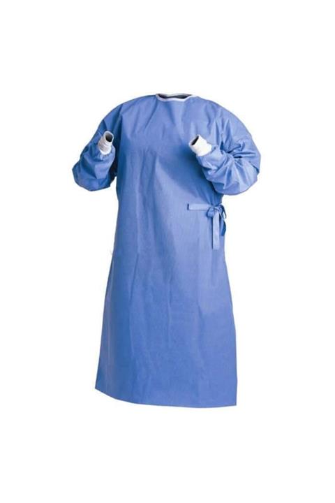 KESKESAL Tek Kullanımlık Medikal Mavi Cerrahi Önlük – Ribanalı 50 Adet