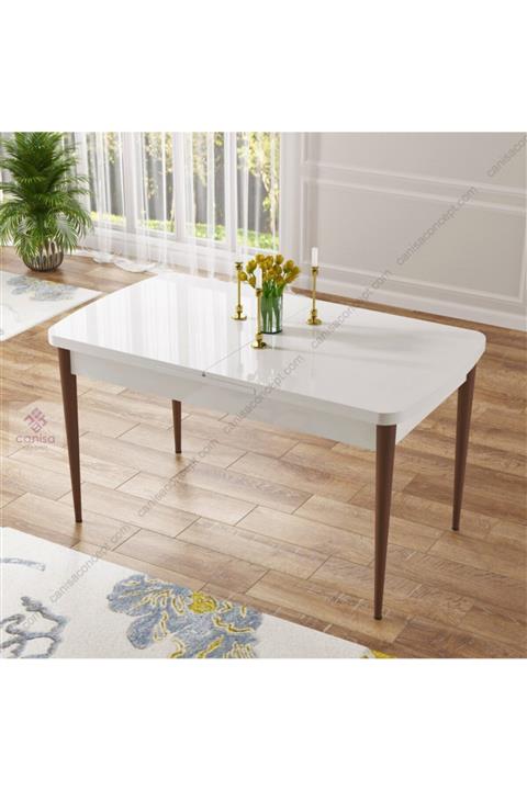Canisa Concept Eva Açılabilir Mutfak Masası Mdf ve Ahşap Ayaklı Beyaz