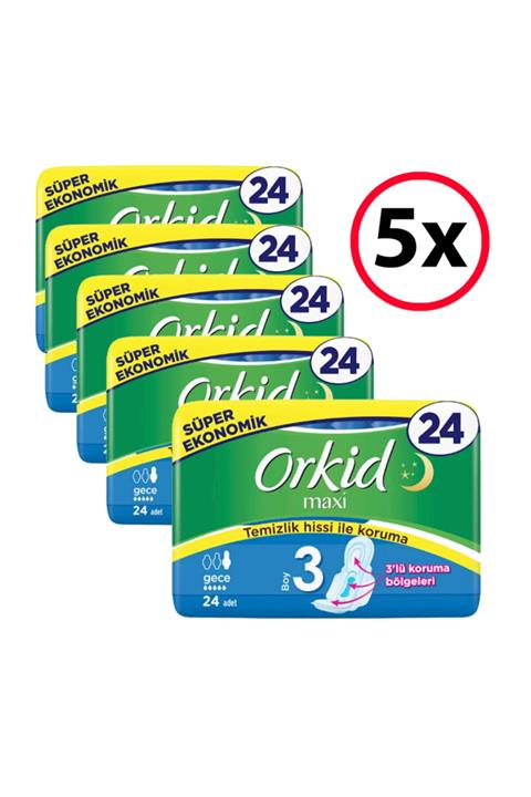 Orkid Maxi Gece Ped 24'lü 5 Adet