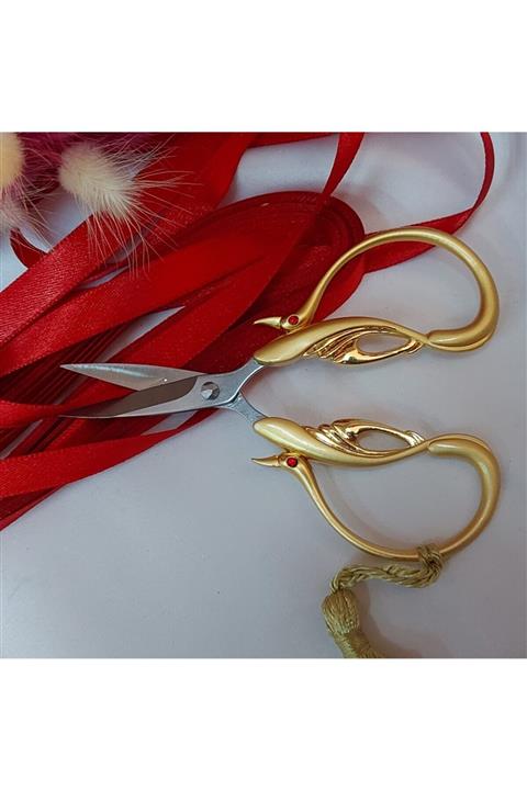 Aker Hediyelik Kuğu Gold Sarı Makas Paslanmaz Çelik Terzi Makası Söz/nişan/nikah Makasları Tepsi Makası Modelleri