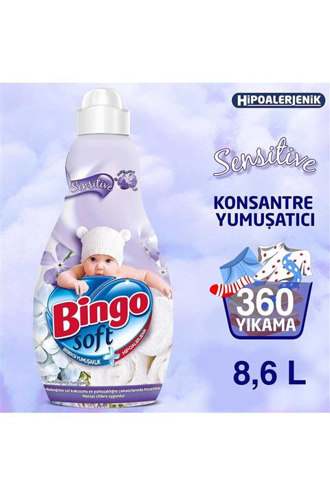 Bingo Soft Konsantre Çamaşır Yumuşatıcısı Sensitive 1440 Ml Ekonomi Paketi 6'lı