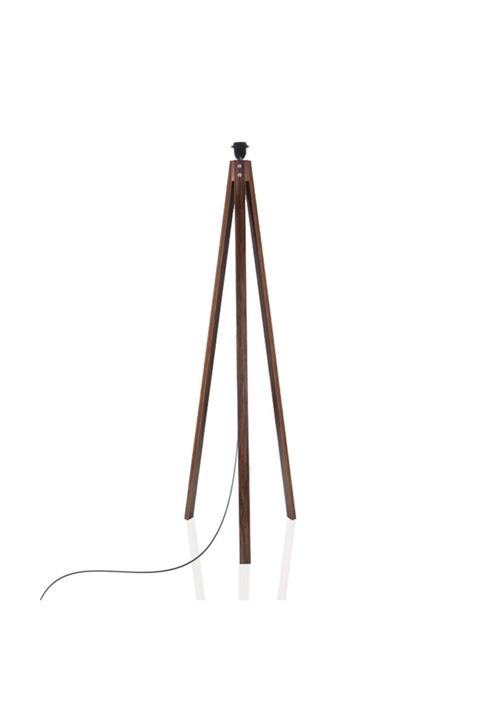 Modamonline Lambader Ayağı Tripod Ayak Ahşap Abajur Ayağı Üçlü Ahşap Ayak Tesisat Dahil Ceviz