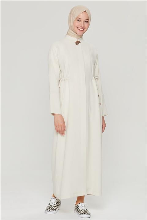 Armine Kadın Bej Yanları Bağcıklı Pardesü 21y8448.