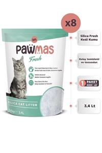 Pawmas Silika Fresh Kedi Kumu 3.4 Lt x 8 Adet