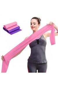 Leyaton Pilates Bandı Jimnastik Plates Lastiği 120x15 cm Egzersiz Aerobik Bant 1 Adet Pembe