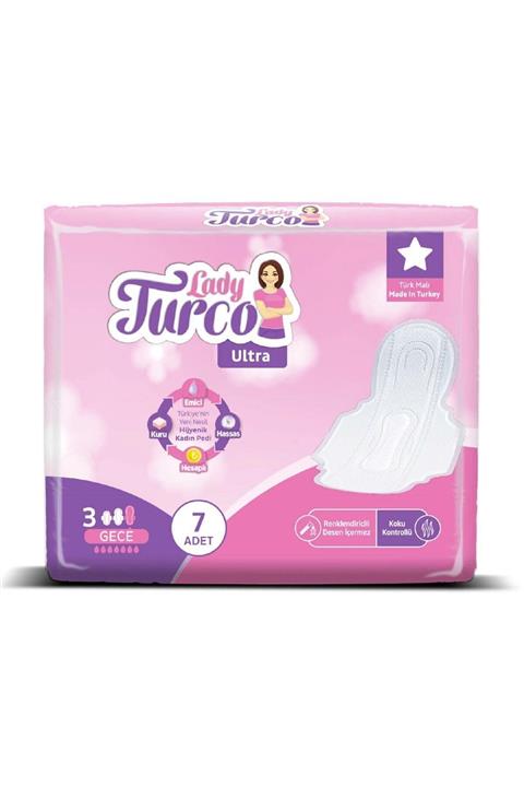 Lady Turco Süper Ince Ped Gece 7 Ped 1 Paket