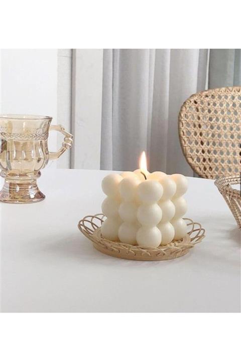 Nes World ( 3'lü Set ) Vanilyalı Beyaz Bubble Mum - % 100 Soya Mumu (6x6cm Ve 120gr)