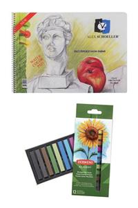 GLANCE Alex Schoeller 25x35 Resim Defteri 120gr 15 Yaprak Derwent Academy Soft Toz Pastel Boya 12'li