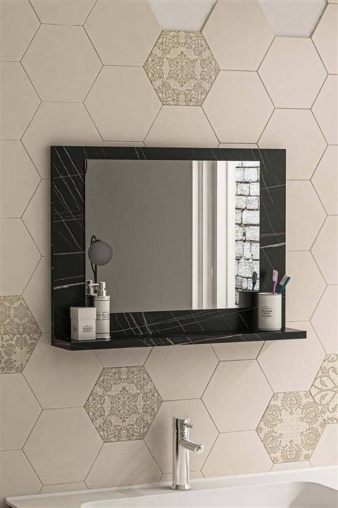 bluecape Modena 60x45cm Sonata Raflı Banyo Aynası Dresuar Hol Koridor Duvar Salon Wc Ofis Yatak Odası Ayna