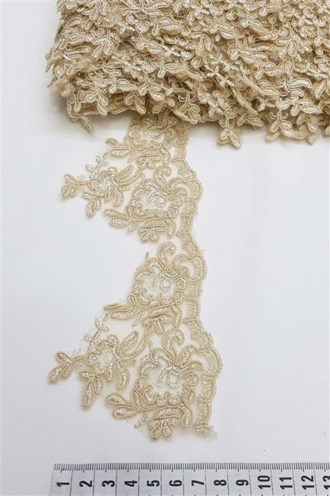 Hayalperest boncuk Sarı Fransız Güpür Kenar Dantel