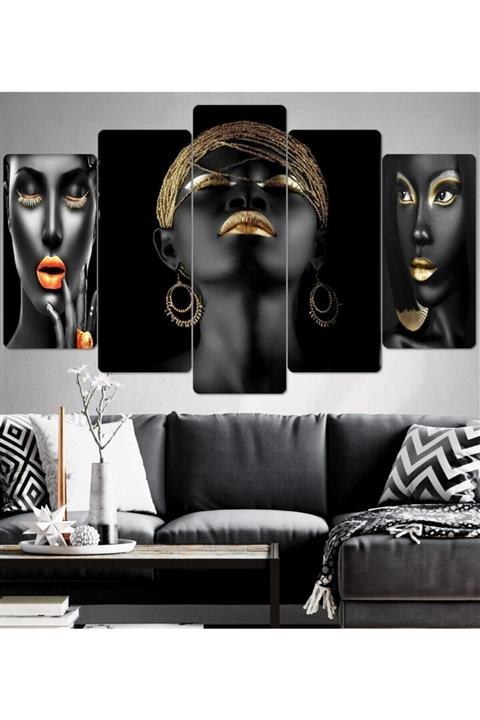 hanhomeart Afrikalı Kadın Ahşap Duvar Tablo Seti