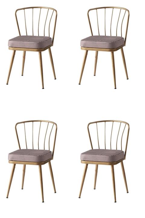 sweet homee 4 Adet Güneş Sandalye Mutfak Salon Yemek Odası Sandalyesi Metal Ayak