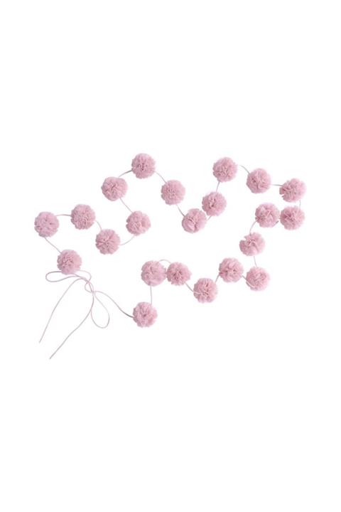 Pastelya Ponpon Pudra Aksesuar Sıralı Ponpon Cibinlik Aksesuarı Duvar Aksesuarı
