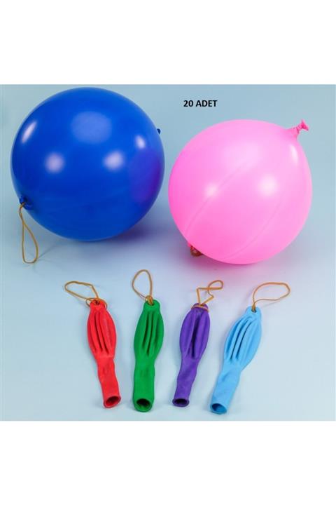 nistabolje 20 Adet Lastikli Zıpzıp Balon Ipli Punch Panç Büyük Balon