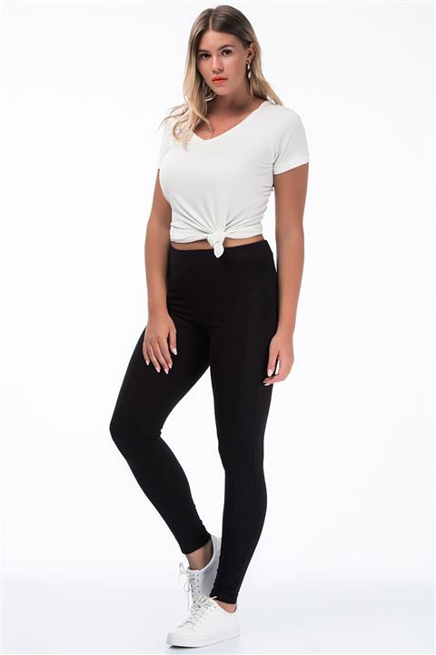 Şans Kadın Siyah Pamuklu Kumaş Tayt Pantolon 65N29943
