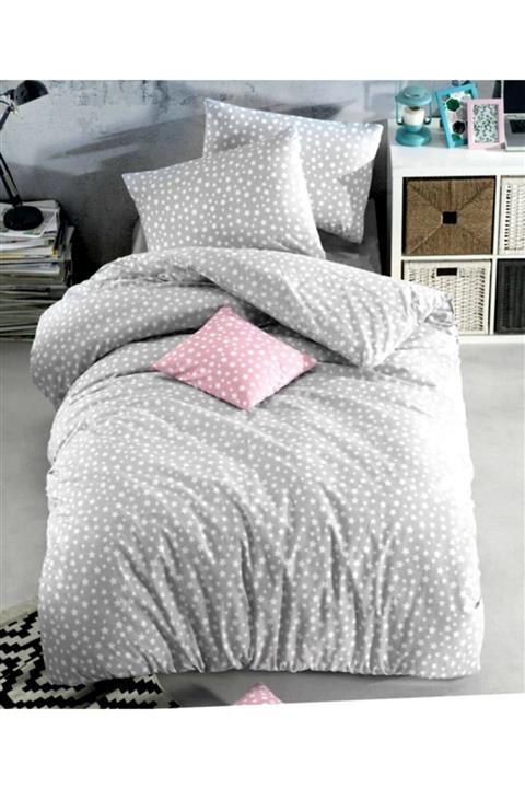 üntaş Gri Yıldız Tek Kişilik Nevresim Seti