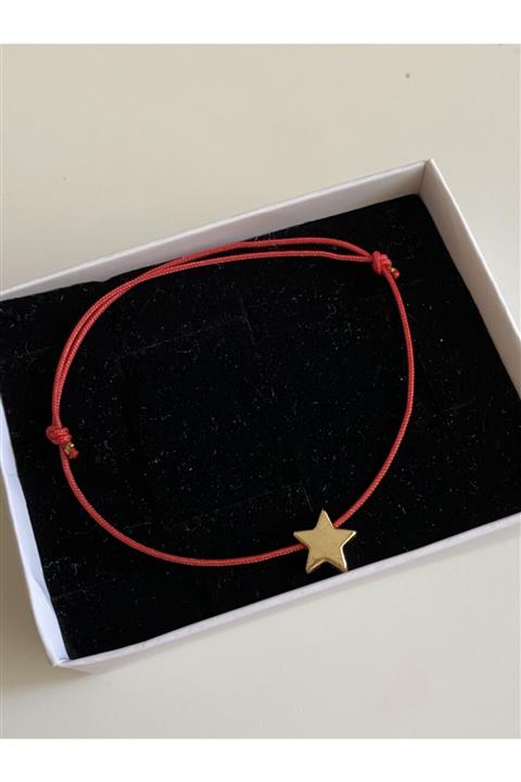 Mia Aksesuar Kadın Kırmızı Ip Yıldız Halhal