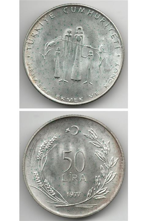 Benim Koleksiyonum 50 Lira (1977) Herkese Ekmek Ve Konut Çil Gümüş Hatıra Para