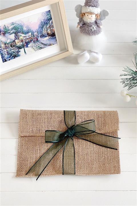 Funbou Yeşil Kurdeleli Jüt Zarf 10 Adet