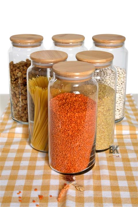 B23 TREND B&K MUTFAK Bambu Kapaklı Cam Kavanoz 1300ml Kırık Parça Garantili Kırılan Parça Yerine Yenisi Gönderilmektedir