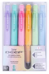 Serve Deep Mekanik Kurşun Kalem - Pastel Renkler 0.7 Mm - 6lı Set