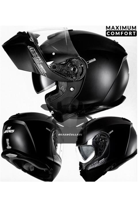 AXXIS Gecko Sv Matt Siyah Çene Açılır Kask