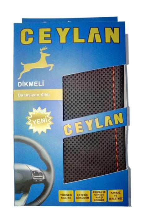 Ceylan Oto Direksiyon Kılıfı Noktalı Kırmızı Dikişli