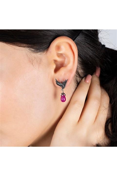 UĞURLU1974 Pırlantalı Yakut Küpe 0,61 Crt