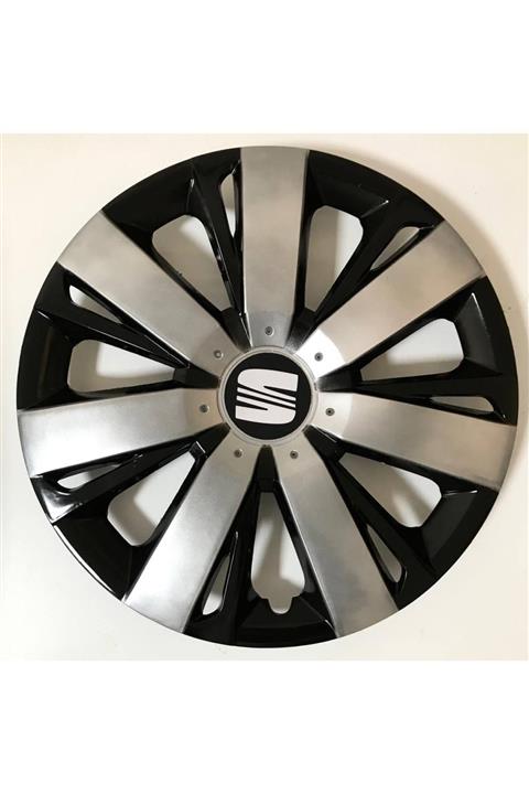 HMNL Seat Leon 15'' Inç Gri - Siyah 4lü Set Jant Kapağı Çelik Jant Görünümlü