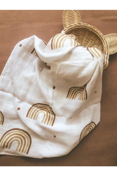 YULAKIDSTORE Bohem Gökkuşağı Organik Müslin Örtü
