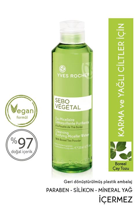 Yves Rocher Sebo Vegetal - Yağ Dengeleyici, Arındırıcı Tonik Etkili Temizleme Suyu - 200ml