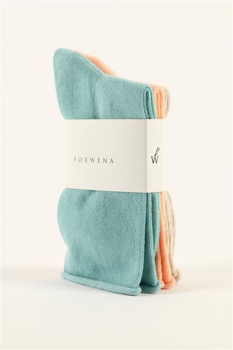 Forwena 3'lü Paket Pamuklu Lastiksiz Kadın Soket Çorap