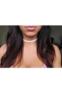 Nishstyle Kadın Aksesuar 1 Cm Beyaz Kadife Choker