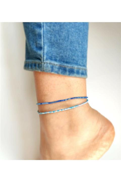 Lade Kadın Mavi 2 Li İp Halhal Seti