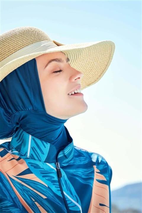 Haşema Palmiye Desenli Yeşil Tesettür Mayo