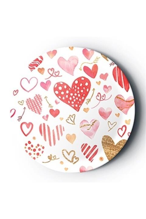 TÜFEKÇİOĞLU Beyaz Kalpli 8'li Karton Tabak ve Bardak