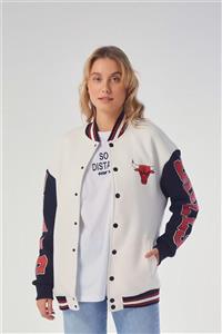 The Champ Global Unisex Beyaz Chicago 23 Oversize Kolej Ceket