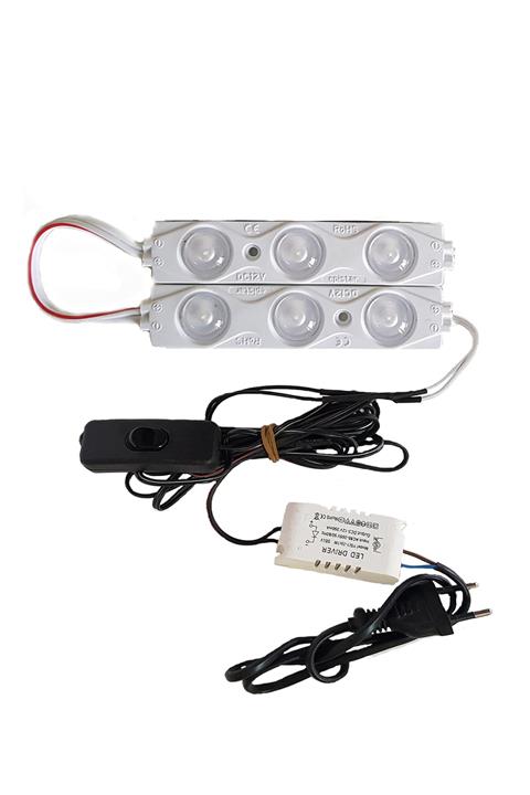 inox Akvaryum 2'li Modül Led Aydınlatma Beyaz Işık Anahtarlı