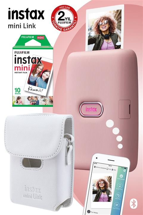 Fujifilm Instax Mini Link Pembe Akıllı Yazıcı Ve Çantalı Hediye Seti 3