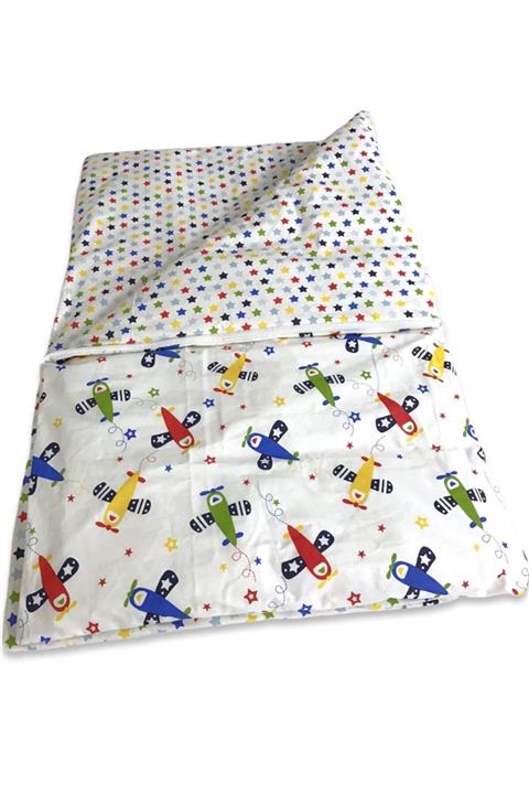 Bebek Özel Bebek Çocuk Yorganı Standart 100x120 Cm Uçaklı Küçük Yıldızlı