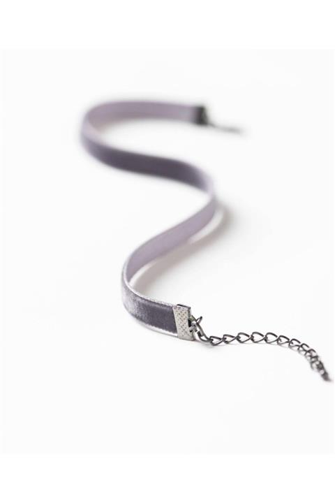 Nishstyle Kadın Aksesuar 1 Cm Koyu Gri Renk Kadife Choker