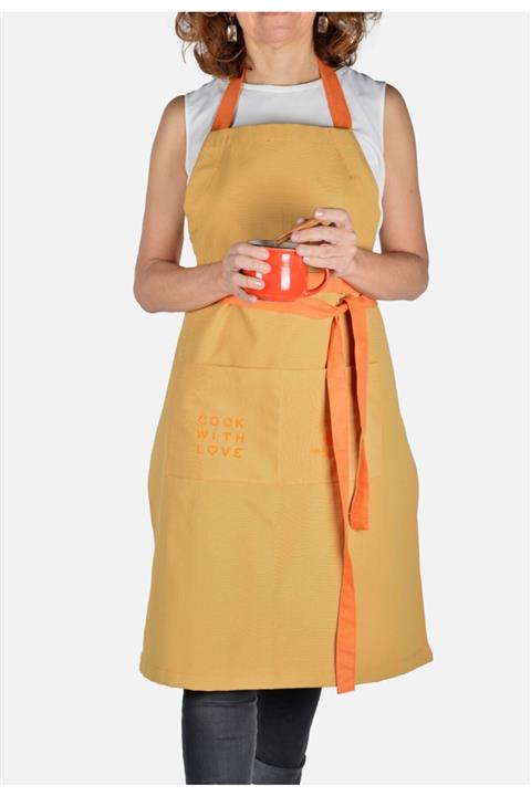 Huali Pamuk Mutfak Önlüğü Boyundan Ayarlı, Cepli